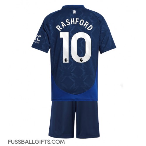Manchester United Marcus Rashford #10 Fußballbekleidung Auswärtstrikot Kinder 2024-25 Kurzarm (+ kurze hosen)